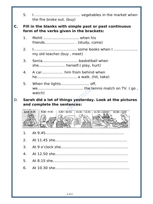 A2ZWorksheets:English-Grammar-Past Continuous Tense