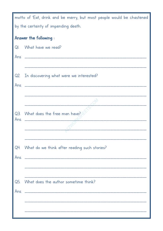 A2ZWorksheets:English-Reading-Comprehension Passage-29