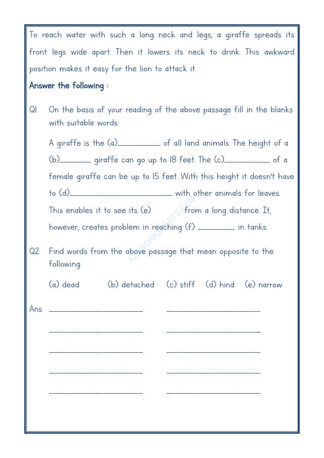 A2ZWorksheets:English-Reading-Comprehension Passage-57