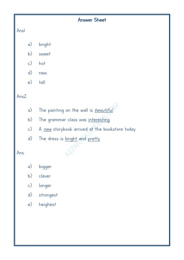 A2ZWorksheets:English-Grammar-English Adjectives Worksheet-11
