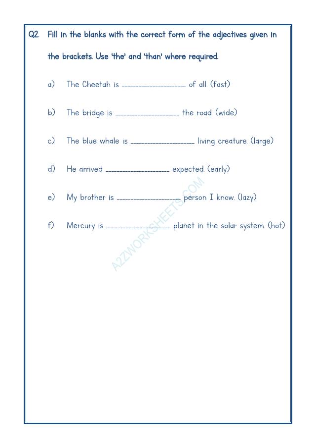 A2ZWorksheets:English-Grammar-English Adjectives Worksheet-12