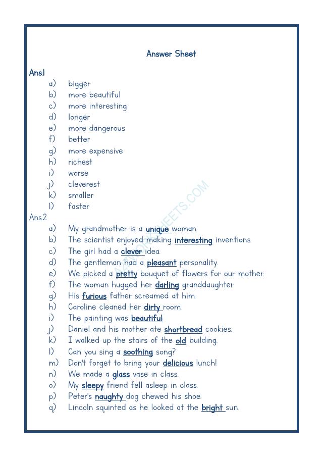 A2ZWorksheets:English-Grammar-English Adjectives Worksheet-06