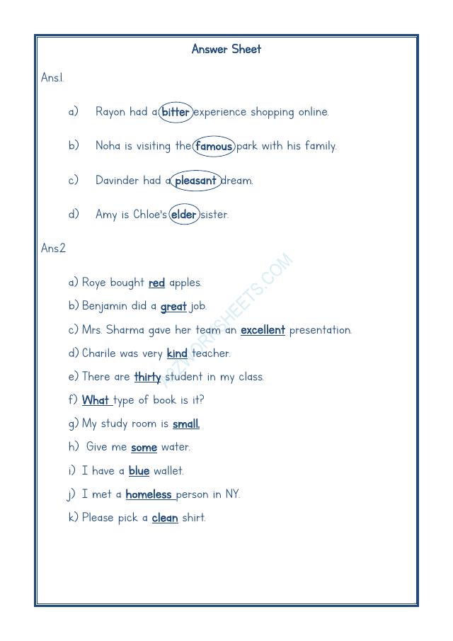 A2ZWorksheets:English-Grammar-English Adjectives Worksheet-08