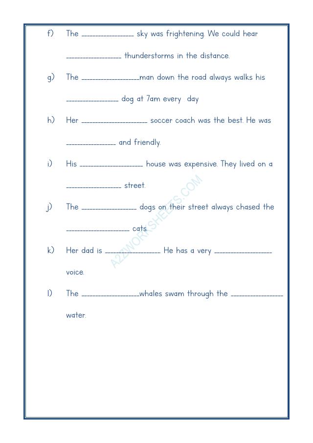 A2ZWorksheets:English-Grammar-English Adjectives Worksheet-09