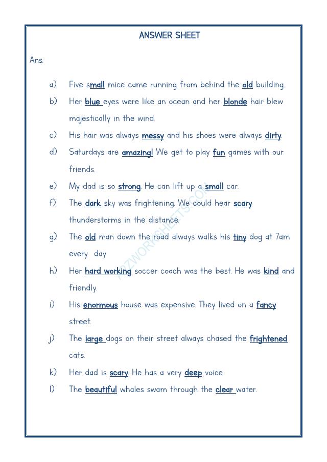 A2ZWorksheets:English-Grammar-English Adjectives Worksheet-09