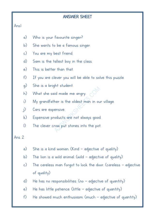 A2ZWorksheets:English-Grammar-English Adjectives Worksheet-02