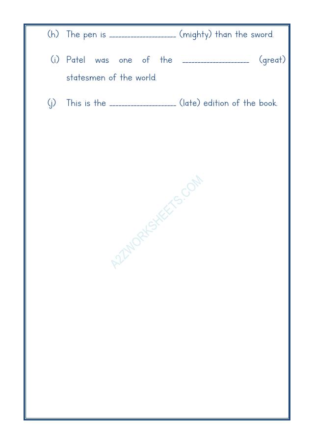 A2ZWorksheets:English-Grammar-English Adjectives Worksheet-12