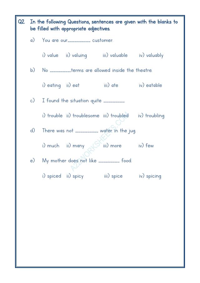 A2ZWorksheets:English-Grammar-English Adjectives Worksheet-13