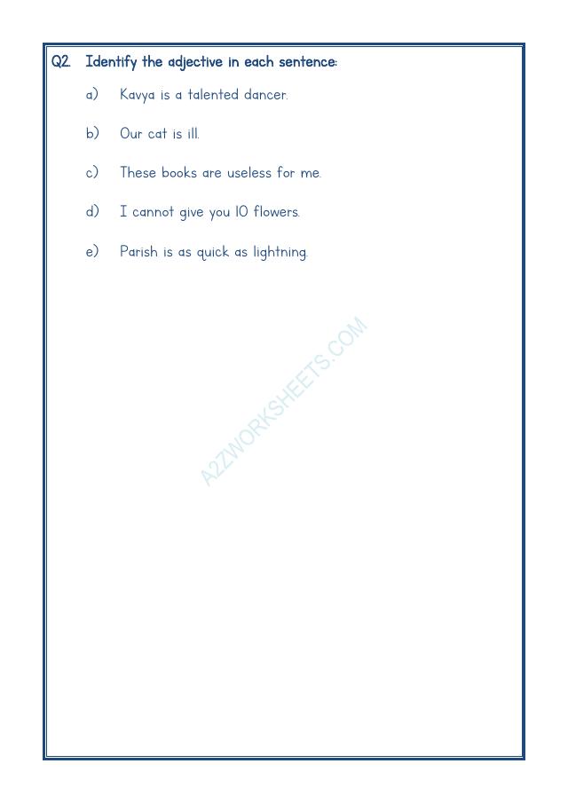 A2ZWorksheets:English-Grammar-English Adjectives Worksheet-02