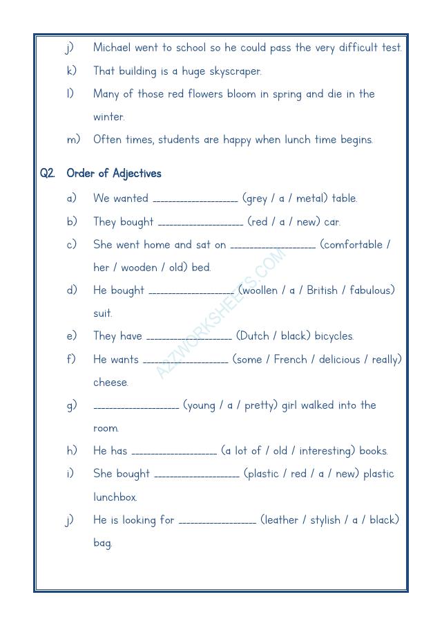 A2ZWorksheets:English-Grammar-English Adjectives Worksheet-03