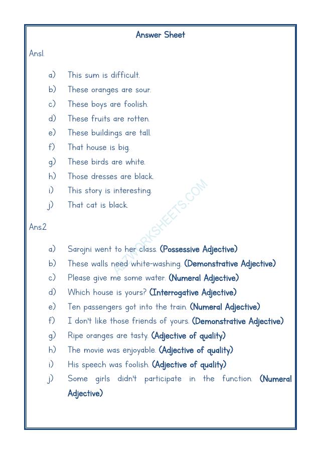 A2ZWorksheets:English-Grammar-English Adjectives Worksheet-06