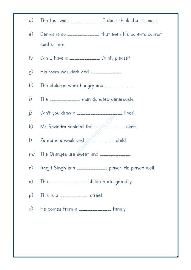 A2ZWorksheets:English-Grammar-English Adjectives Worksheet-11