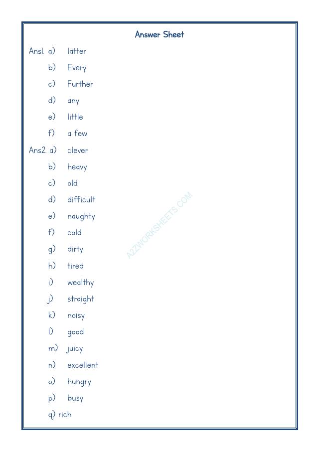 A2ZWorksheets:English-Grammar-English Adjectives Worksheet-11