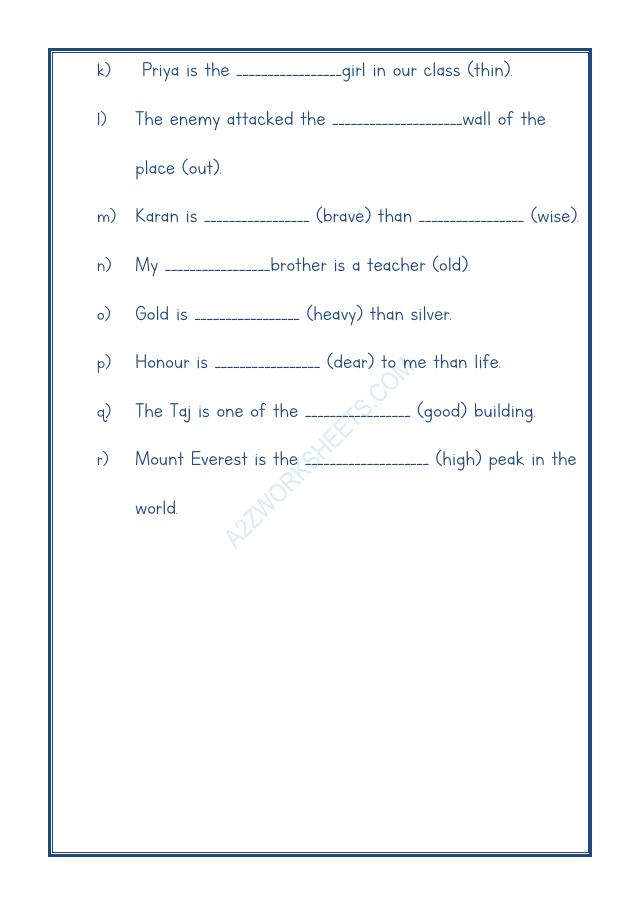 A2ZWorksheets:English-Grammar-English Adjectives Worksheet-16