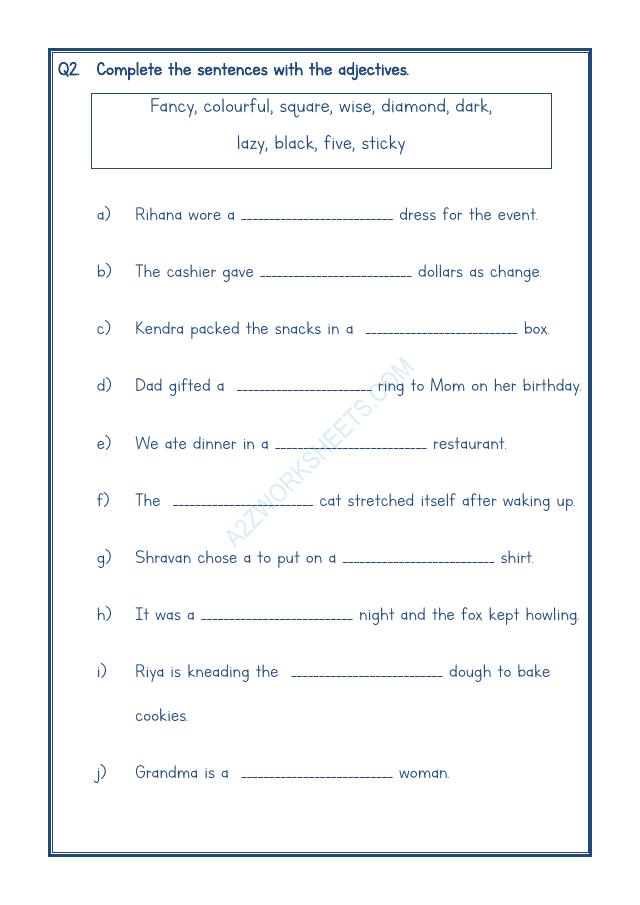 A2ZWorksheets:English-Grammar-English Adjective Worksheet-06
