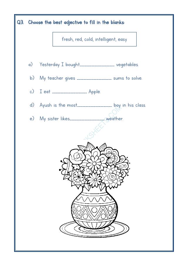 A2ZWorksheets:English-Grammar-Adjectives Worksheet-01