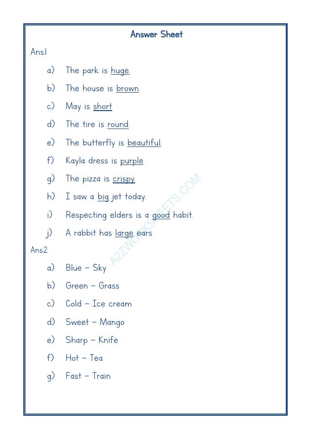 A2ZWorksheets:English-Grammar-Adjectives Worksheet-02