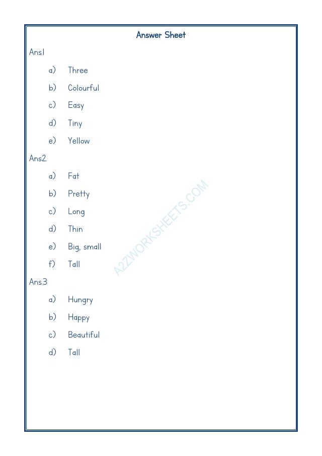 A2ZWorksheets:English-Grammar-Adjectives Worksheet-05