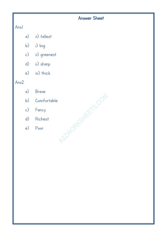 A2ZWorksheets:English-Grammar-Adjectives Worksheet-06
