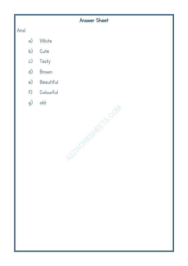 A2ZWorksheets:English-Grammar-Adjectives Worksheet-07