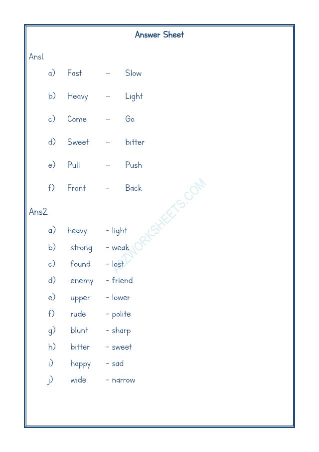A2ZWorksheets:English-Grammar-Opposite Word-10
