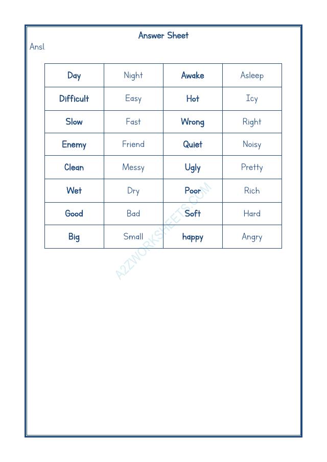 A2ZWorksheets:English-Grammar-Opposite Word-07