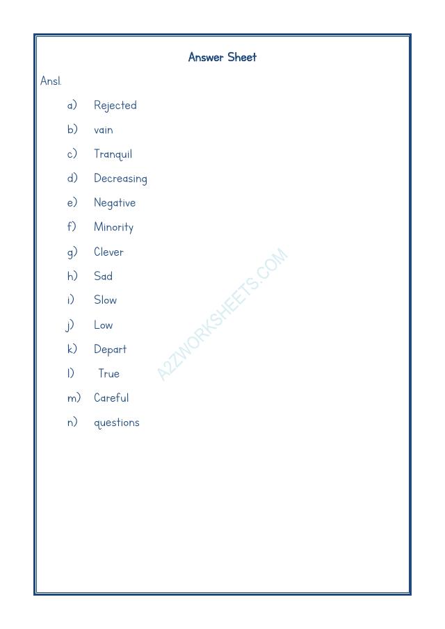 A2ZWorksheets:English-Grammar-Opposite Word-10