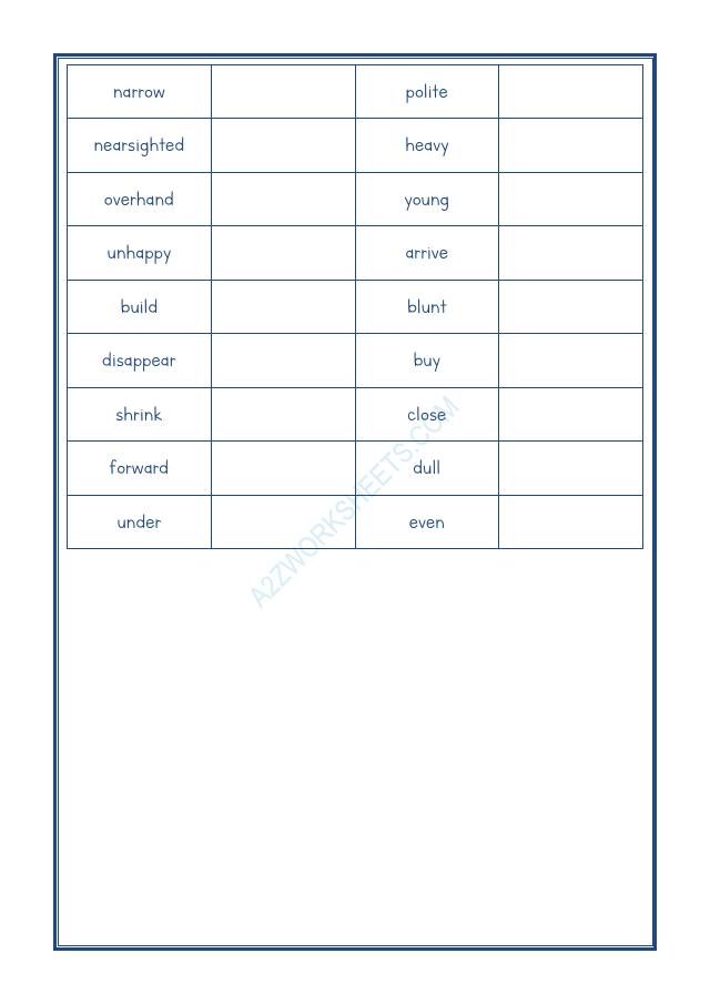 A2ZWorksheets:English-Grammar-Antonyms-06