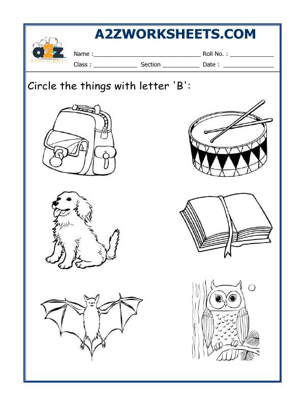 A2Zworksheets:Worksheet of Circle The Letter B-Alphabets-English