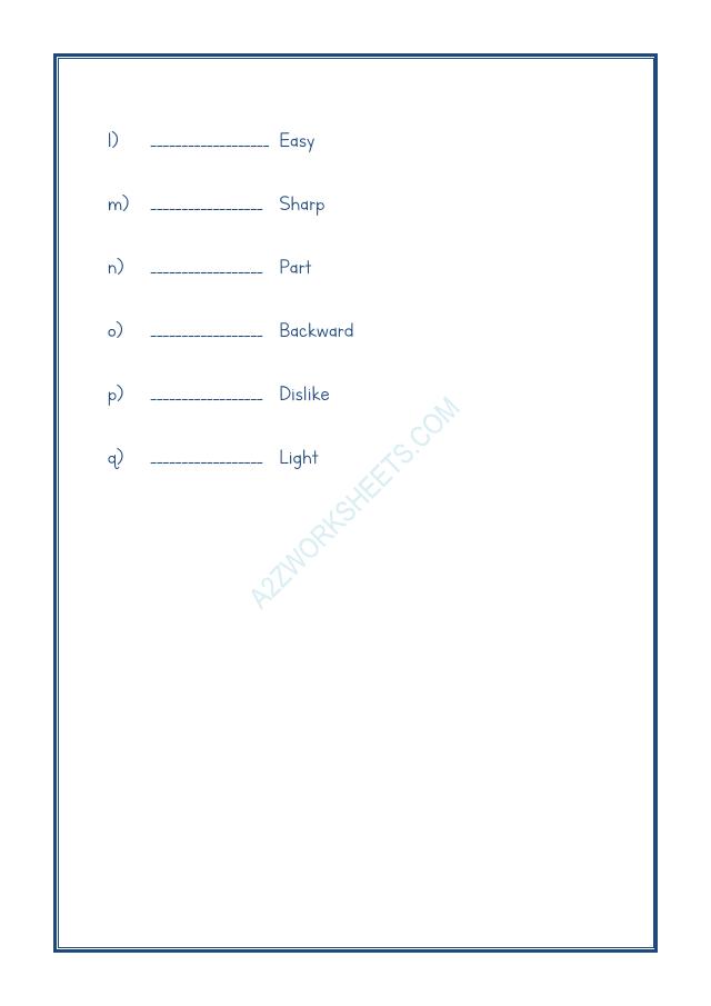 A2ZWorksheets:English-Grammar-Antonyms-09