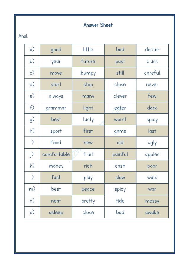 A2ZWorksheets:English-Grammar-Antonyms-06