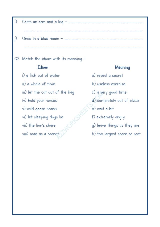 A2ZWorksheets:English-Reading-Idioms And Phrases-01