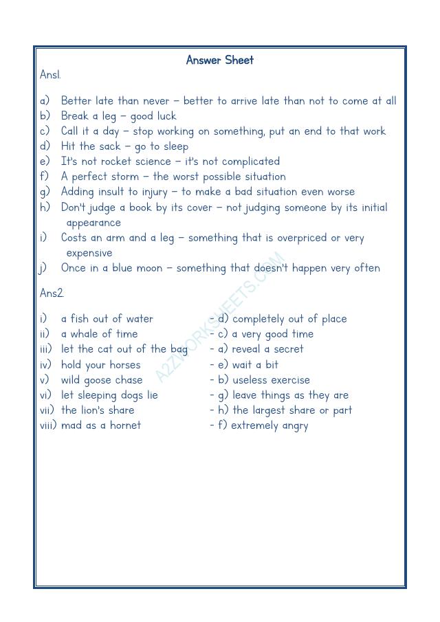 A2ZWorksheets:English-Reading-Idioms And Phrases-01