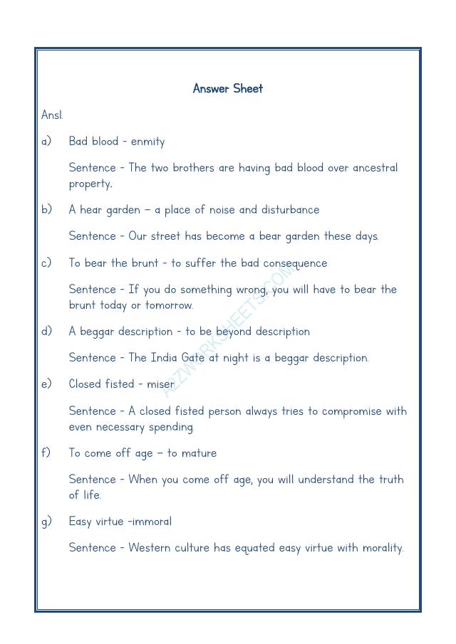 A2ZWorksheets:English-Reading-Idioms And Phrases-03