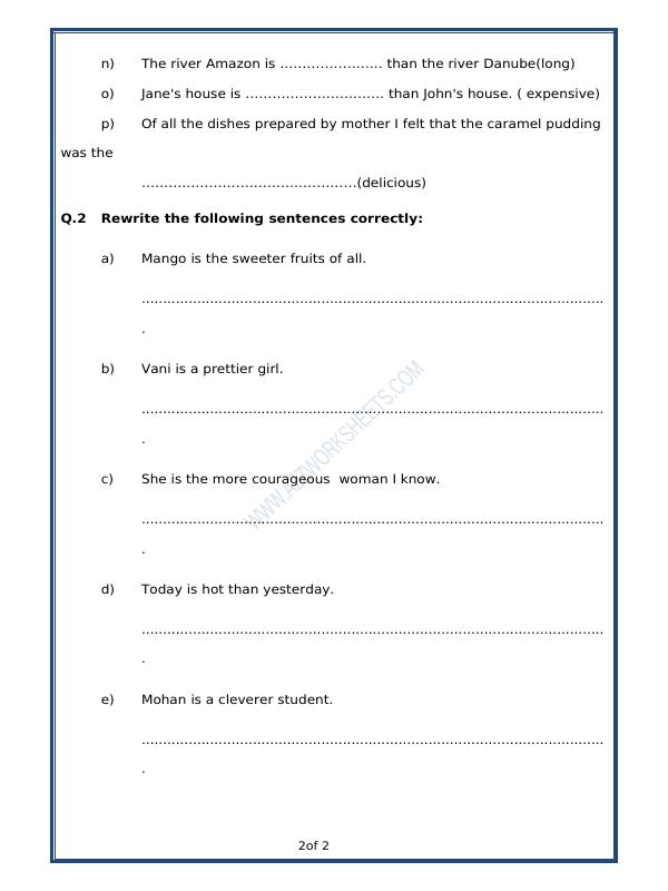 A2ZWorksheets:English-Grammar-Adjectives - 02 (Exercise)