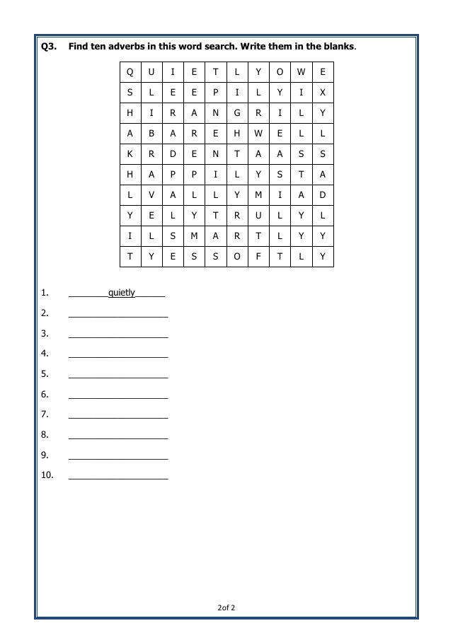 A2ZWorksheets:English-Grammar-Adverbs-02 (Exercise)