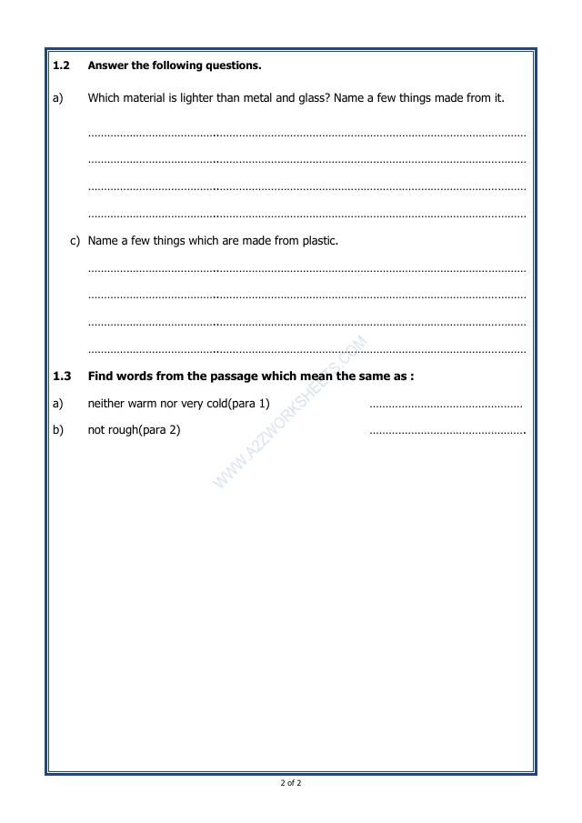 A2ZWorksheets:English-Reading-Comprehension Passage-01