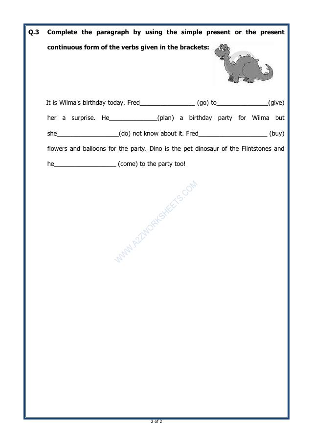 A2ZWorksheets:English-Grammar-Verbs – Present Continuous Tense