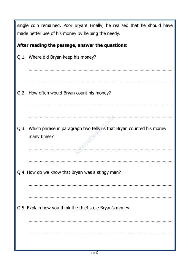 A2ZWorksheets:English-Reading-Comprehension Passage-43