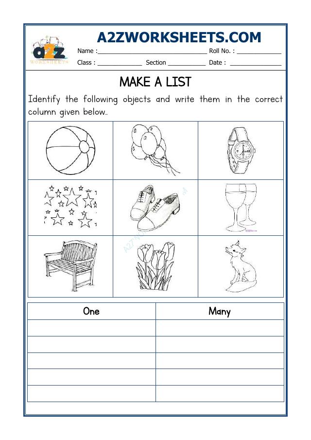 A2Zworksheets:Worksheet of One and Many-01-Grammar-English
