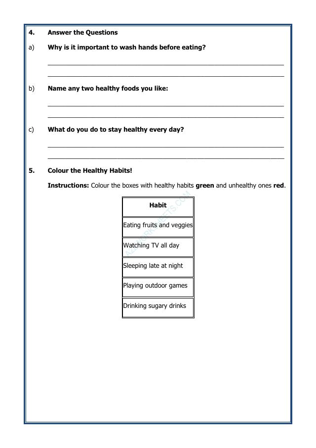 A2ZWorksheets:Science-Humans-Health and Wellbeing