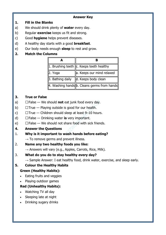 A2ZWorksheets:Science-Humans-Health and Wellbeing