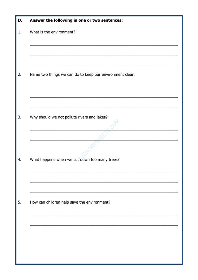 A2ZWorksheets:Science-Environment And Our Surroundings-Our Environment