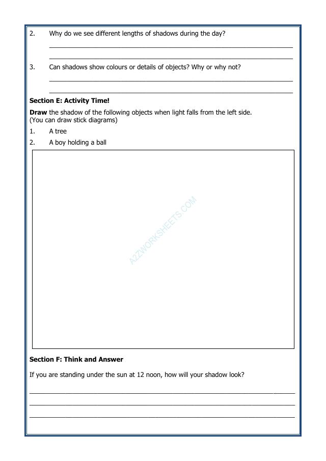 A2ZWorksheets:Science-Light,Shadows And Reflection-Shadows - Our Sky