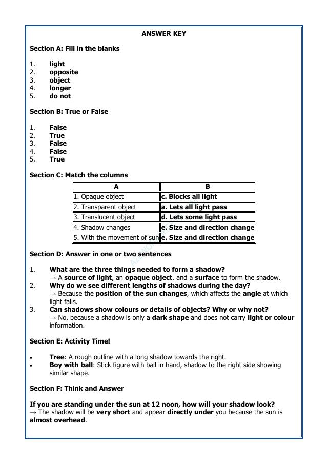 A2ZWorksheets:Science-Light,Shadows And Reflection-Shadows - Our Sky