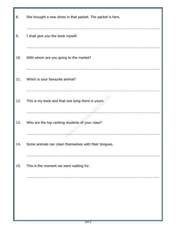 A2ZWorksheets:English-Grammar-Pronouns - 02 (Exercise)