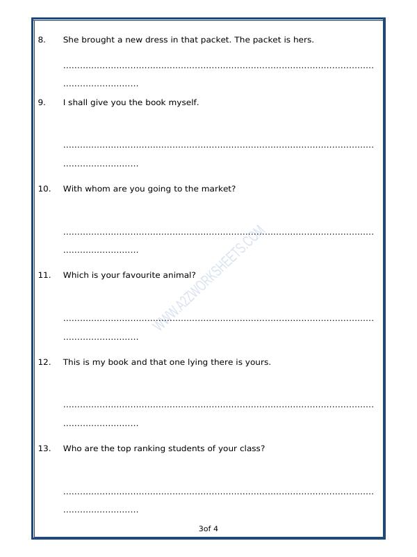 A2ZWorksheets:English-Grammar-Pronouns - 02 (Exercise)