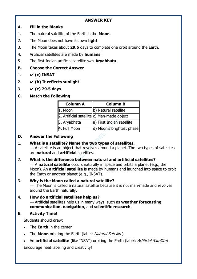 A2ZWorksheets:Science-Planets-Our Earth’s Satellites