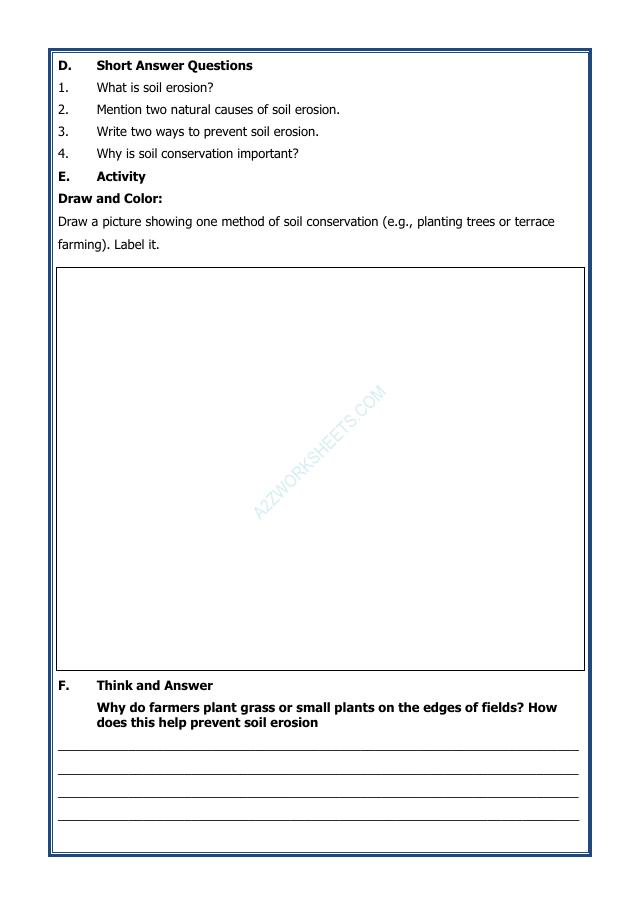 A2ZWorksheets:Science-Environment And Our Surroundings-Soil Erosion and Conservation