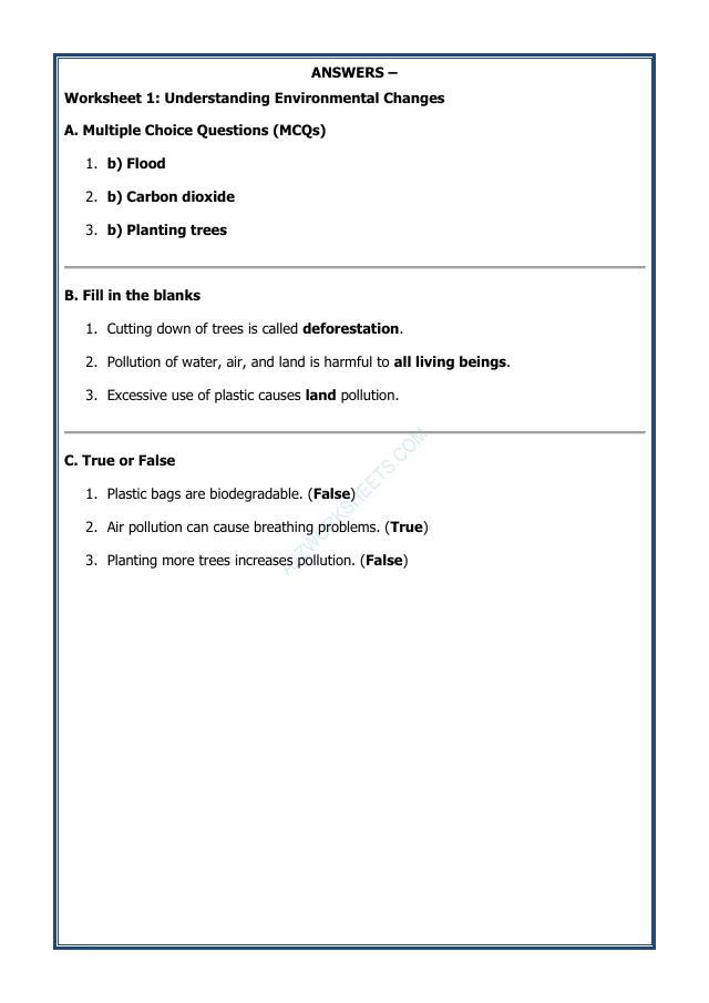 A2ZWorksheets:Science-Environment And Our Surroundings-Understanding Environmental Changes